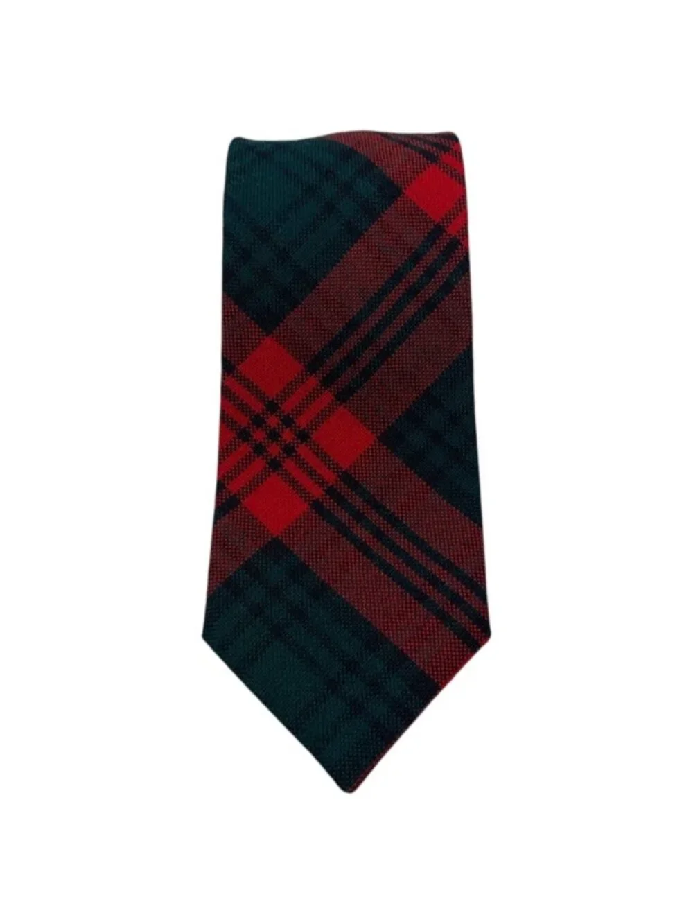 Madawaska Weavers Vintage Hand Woven Wool Tie Tartan Plaid Red Green Canada
